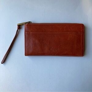 Margot Cognac Leather Wallet Wristlet